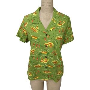 Reyn Spooner Trader Joes Hawaiian Shirt Womens Size M 2007 Green Scenic NEW